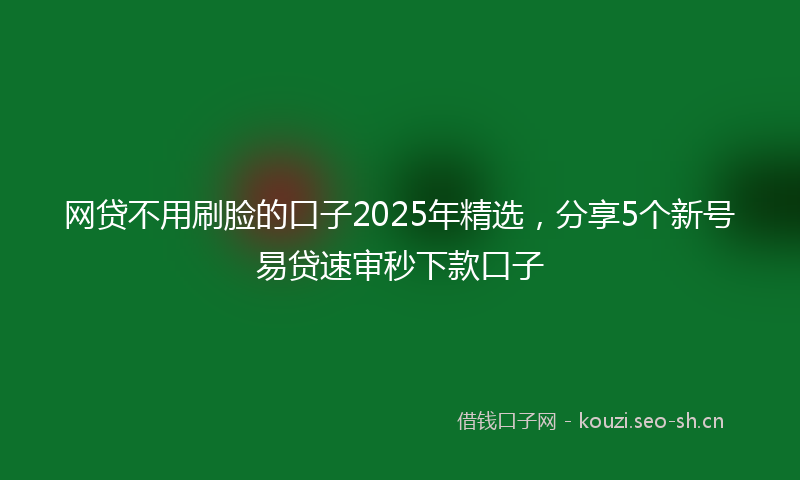 网贷不用刷脸的口子2025年精选，分享5个新号易贷速审秒下款口子