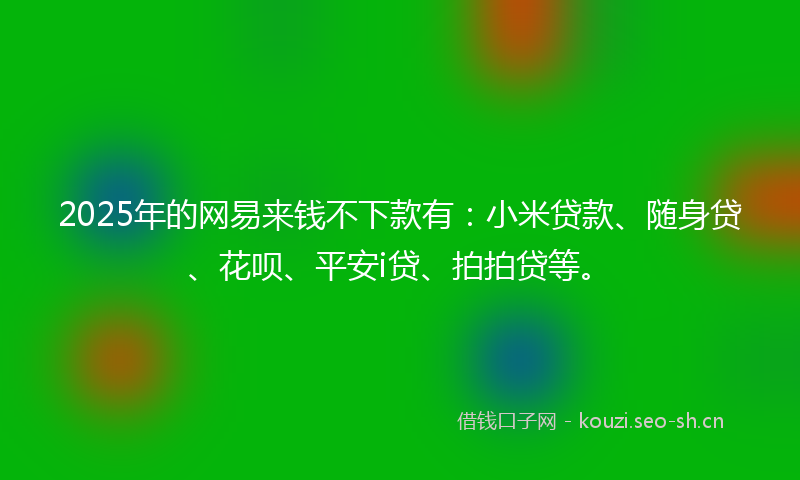 2025年的网易来钱不下款有：小米贷款、随身贷、花呗、平安i贷、拍拍贷等。