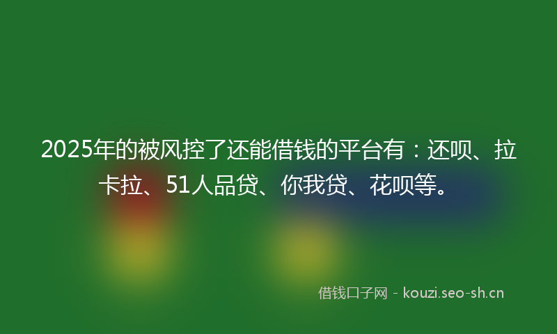 2025年的被风控了还能借钱的平台有：还呗、拉卡拉、51人品贷、你我贷、花呗等。