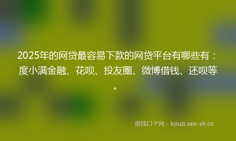 2025年的网贷最容易下款的网贷平台有哪些有：度小满金融、花呗、投友圈、微博借钱、还呗等。