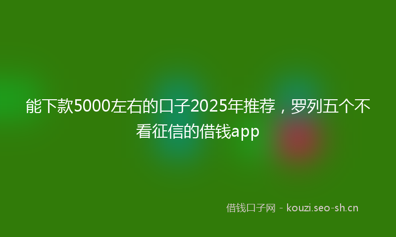 能下款5000左右的口子2025年推荐，罗列五个不看征信的借钱app