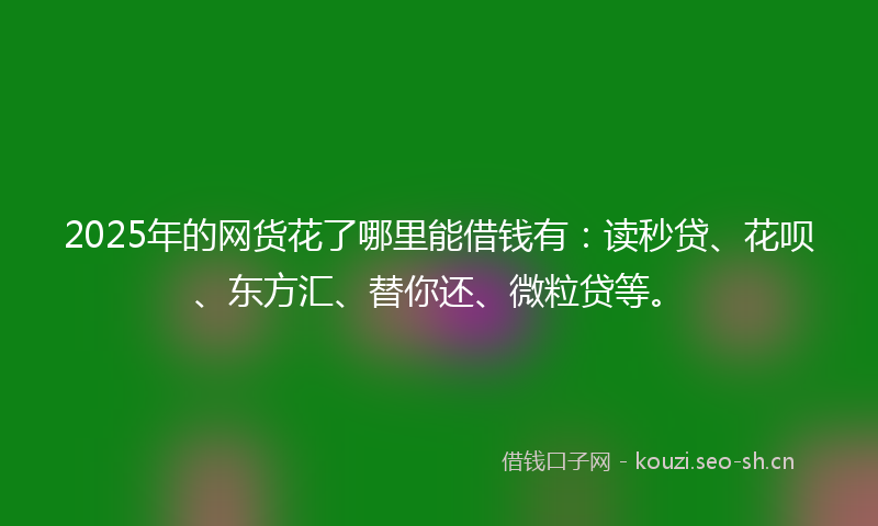 2025年的网货花了哪里能借钱有：读秒贷、花呗、东方汇、替你还、微粒贷等。