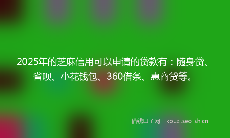 2025年的芝麻信用可以申请的贷款有：随身贷、省呗、小花钱包、360借条、惠商贷等。