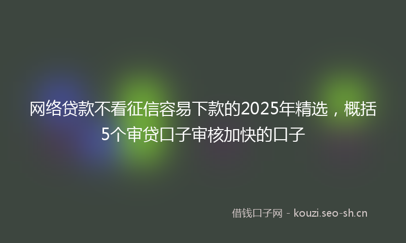 网络贷款不看征信容易下款的2025年精选，概括5个审贷口子审核加快的口子