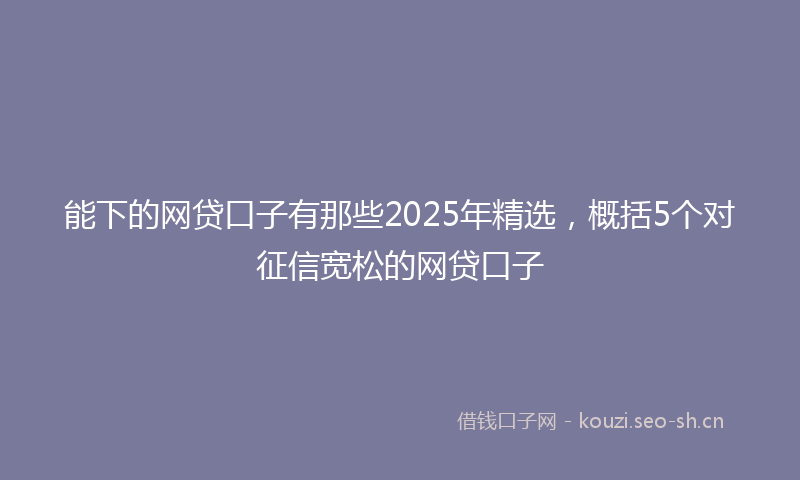 能下的网贷口子有那些2025年精选，概括5个对征信宽松的网贷口子