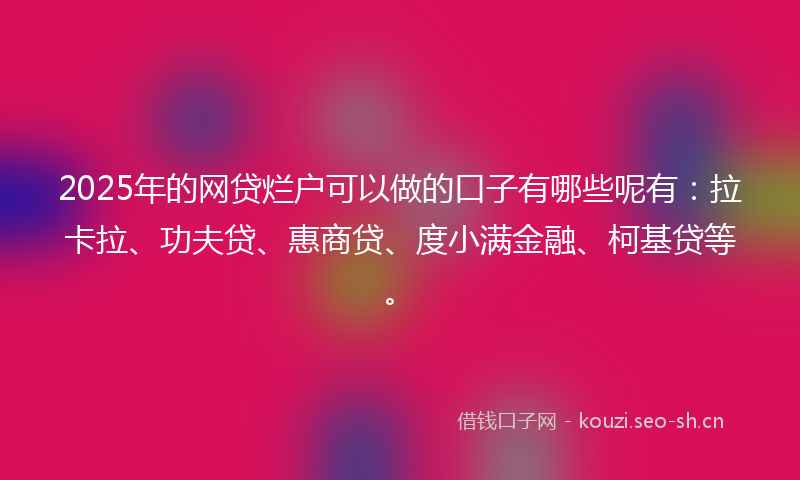 2025年的网贷烂户可以做的口子有哪些呢有：拉卡拉、功夫贷、惠商贷、度小满金融、柯基贷等。