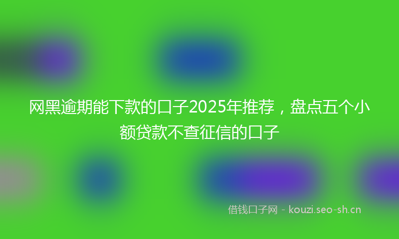 网黑逾期能下款的口子2025年推荐，盘点五个小额贷款不查征信的口子