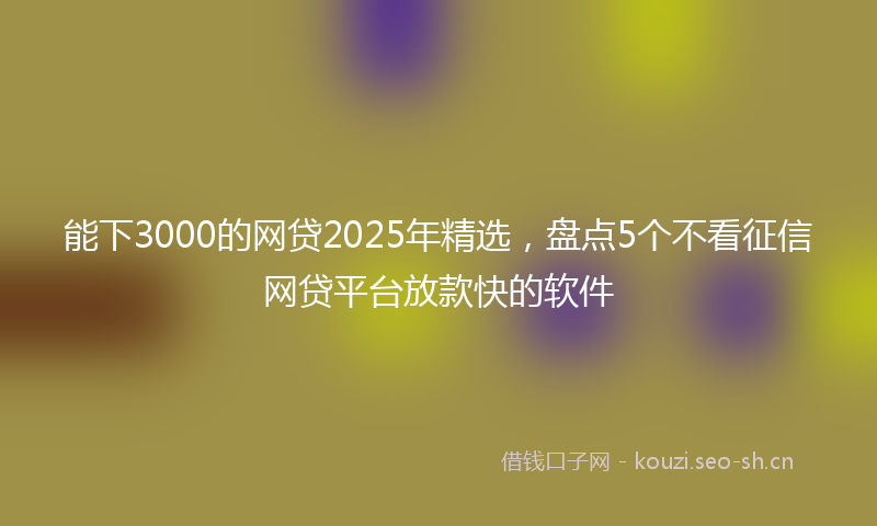 能下3000的网贷2025年精选，盘点5个不看征信网贷平台放款快的软件