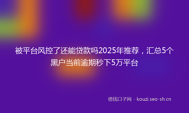 被平台风控了还能贷款吗2025年推荐，汇总5个黑户当前逾期秒下5万平台