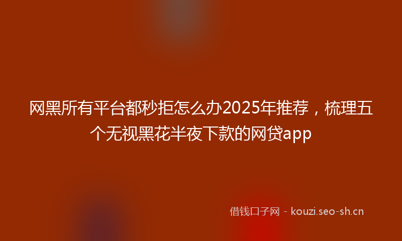 网黑所有平台都秒拒怎么办2025年推荐，梳理五个无视黑花半夜下款的网贷app