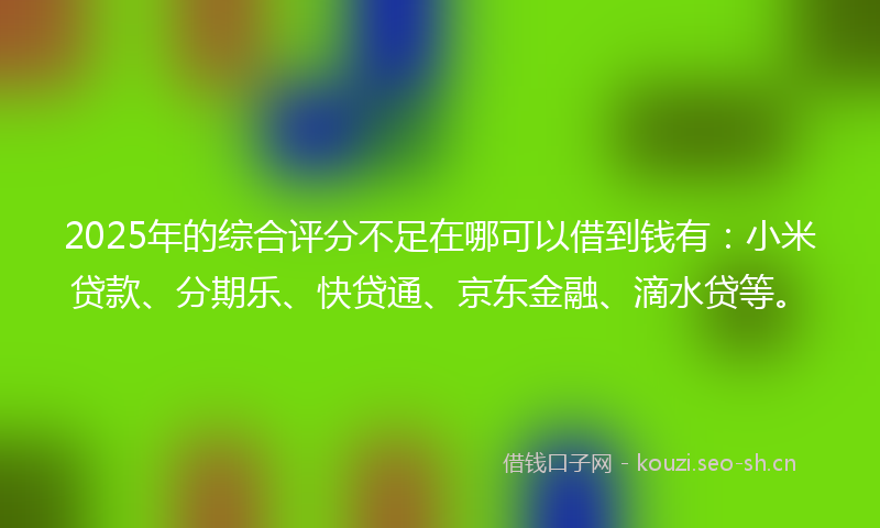 2025年的综合评分不足在哪可以借到钱有：小米贷款、分期乐、快贷通、京东金融、滴水贷等。