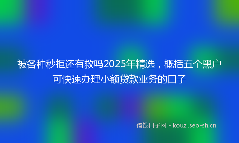 被各种秒拒还有救吗2025年精选，概括五个黑户可快速办理小额贷款业务的口子