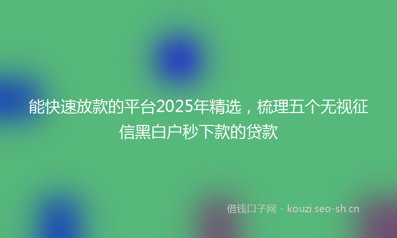 能快速放款的平台2025年精选，梳理五个无视征信黑白户秒下款的贷款