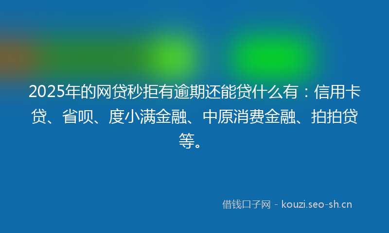 2025年的网贷秒拒有逾期还能贷什么有：信用卡贷、省呗、度小满金融、中原消费金融、拍拍贷等。