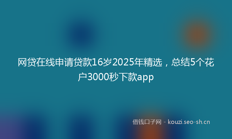 网贷在线申请贷款16岁2025年精选，总结5个花户3000秒下款app