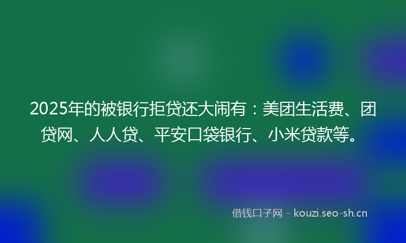 2025年的被银行拒贷还大闹有：美团生活费、团贷网、人人贷、平安口袋银行、小米贷款等。