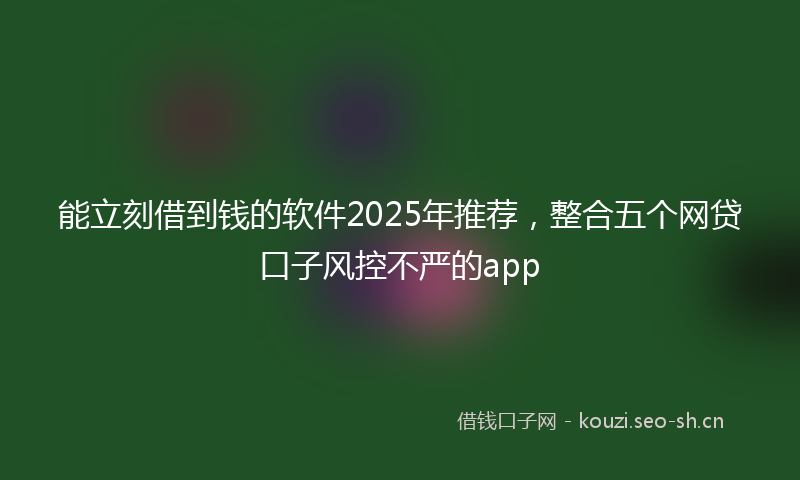 能立刻借到钱的软件2025年推荐，整合五个网贷口子风控不严的app