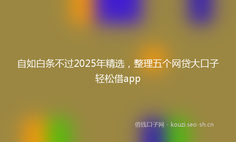 自如白条不过2025年精选，整理五个网贷大口子轻松借app