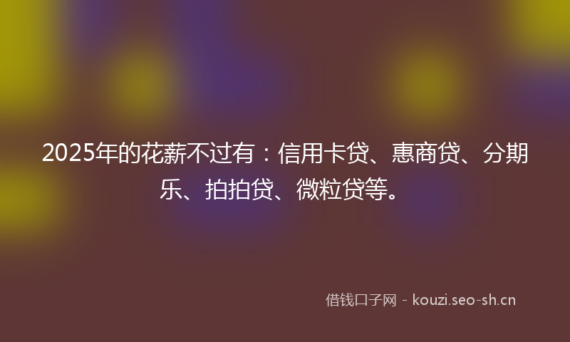 2025年的花薪不过有：信用卡贷、惠商贷、分期乐、拍拍贷、微粒贷等。