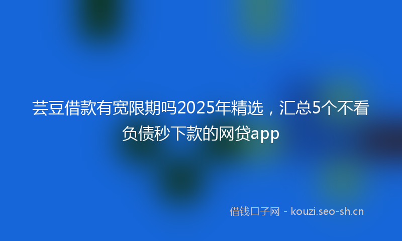 芸豆借款有宽限期吗2025年精选，汇总5个不看负债秒下款的网贷app
