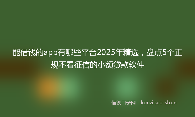 能借钱的app有哪些平台2025年精选，盘点5个正规不看征信的小额贷款软件