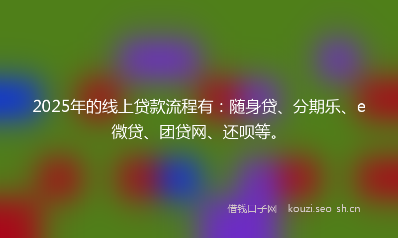 2025年的线上贷款流程有：随身贷、分期乐、e微贷、团贷网、还呗等。