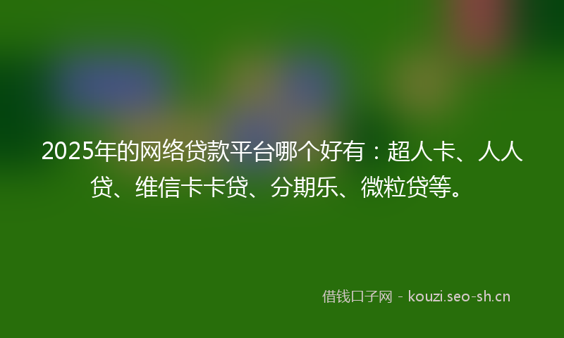 2025年的网络贷款平台哪个好有：超人卡、人人贷、维信卡卡贷、分期乐、微粒贷等。