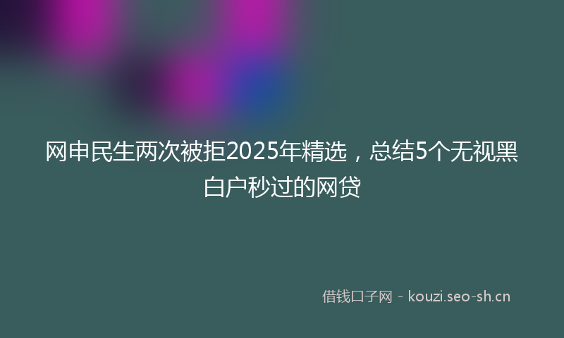 网申民生两次被拒2025年精选，总结5个无视黑白户秒过的网贷