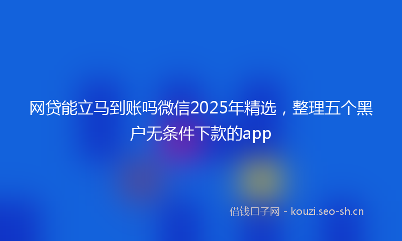 网贷能立马到账吗微信2025年精选，整理五个黑户无条件下款的app
