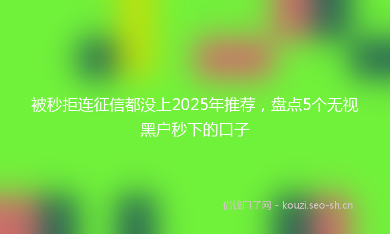 被秒拒连征信都没上2025年推荐，盘点5个无视黑户秒下的口子