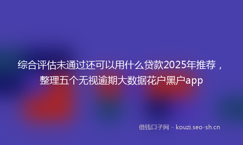 综合评估未通过还可以用什么贷款2025年推荐，整理五个无视逾期大数据花户黑户app