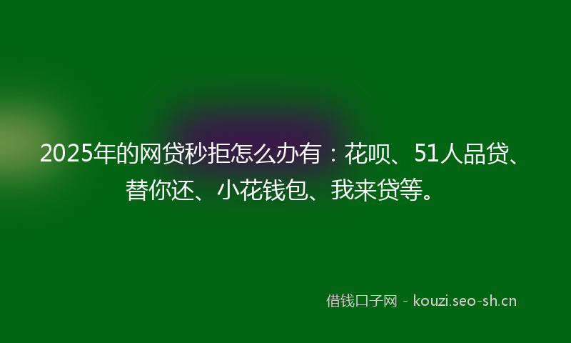2025年的网贷秒拒怎么办有：花呗、51人品贷、替你还、小花钱包、我来贷等。