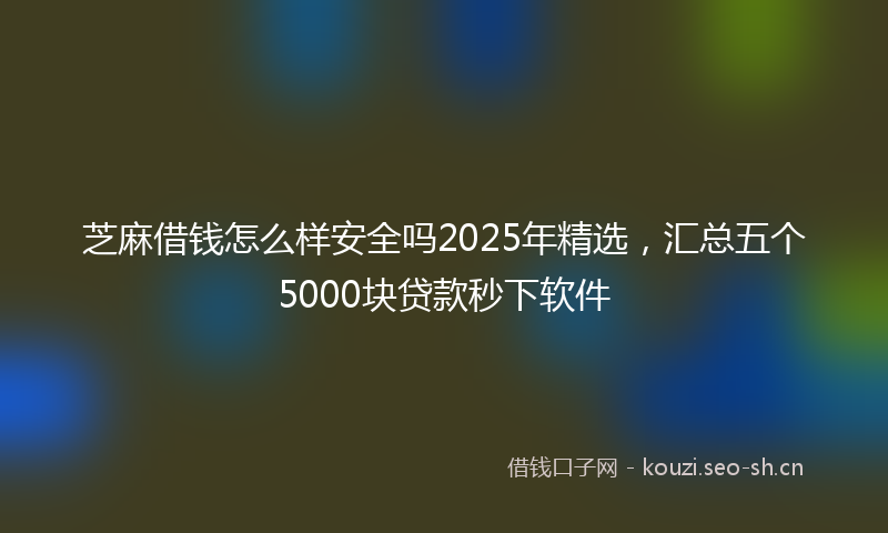 芝麻借钱怎么样安全吗2025年精选，汇总五个5000块贷款秒下软件