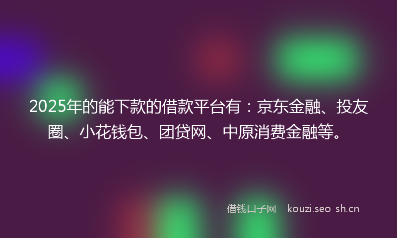 2025年的能下款的借款平台有：京东金融、投友圈、小花钱包、团贷网、中原消费金融等。