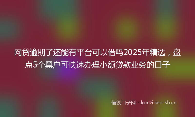 网贷逾期了还能有平台可以借吗2025年精选，盘点5个黑户可快速办理小额贷款业务的口子