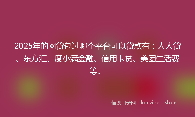 2025年的网贷包过哪个平台可以贷款有：人人贷、东方汇、度小满金融、信用卡贷、美团生活费等。