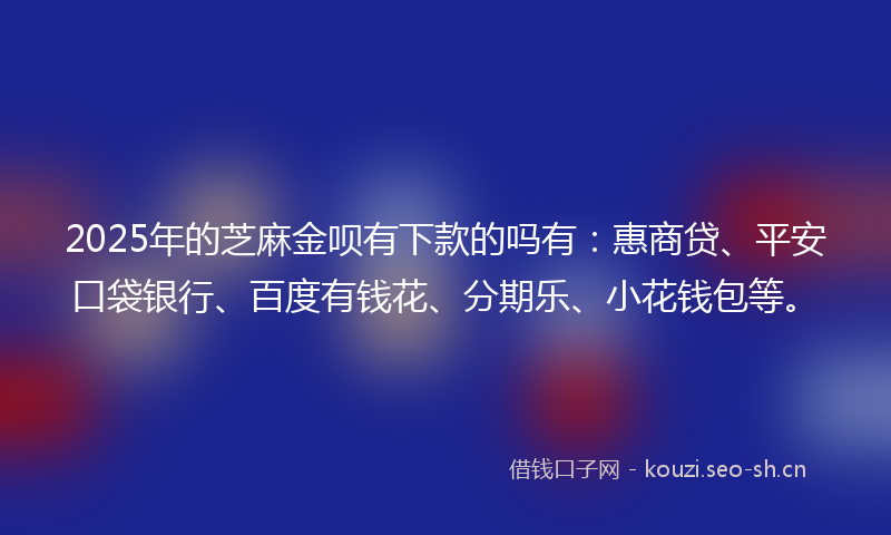 2025年的芝麻金呗有下款的吗有：惠商贷、平安口袋银行、百度有钱花、分期乐、小花钱包等。