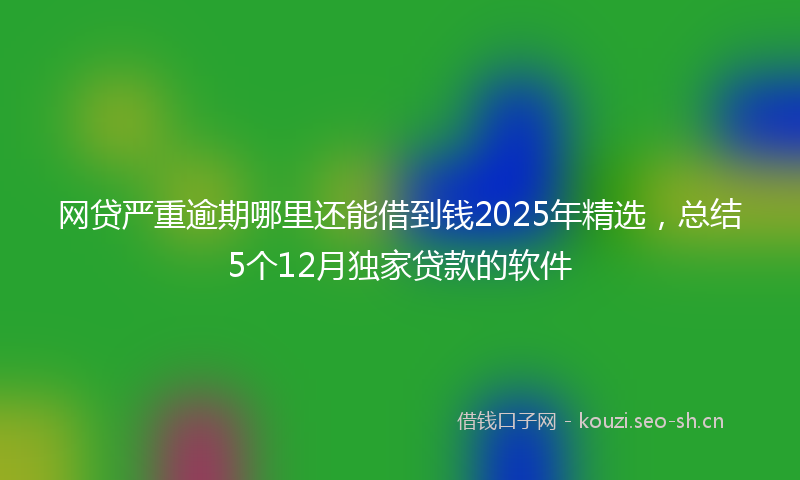 网贷严重逾期哪里还能借到钱2025年精选，总结5个12月独家贷款的软件