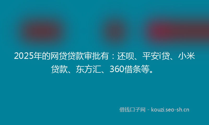 2025年的网贷贷款审批有：还呗、平安i贷、小米贷款、东方汇、360借条等。