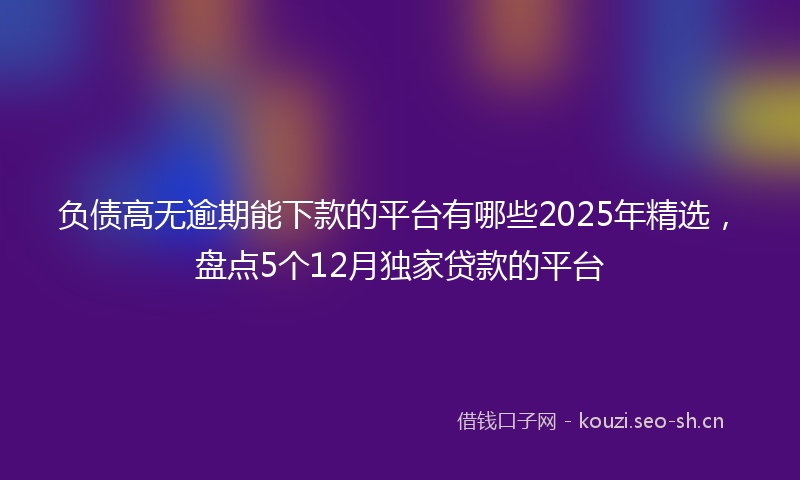 负债高无逾期能下款的平台有哪些2025年精选，盘点5个12月独家贷款的平台