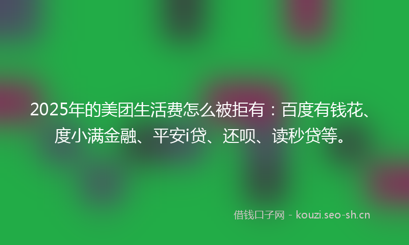 2025年的美团生活费怎么被拒有：百度有钱花、度小满金融、平安i贷、还呗、读秒贷等。