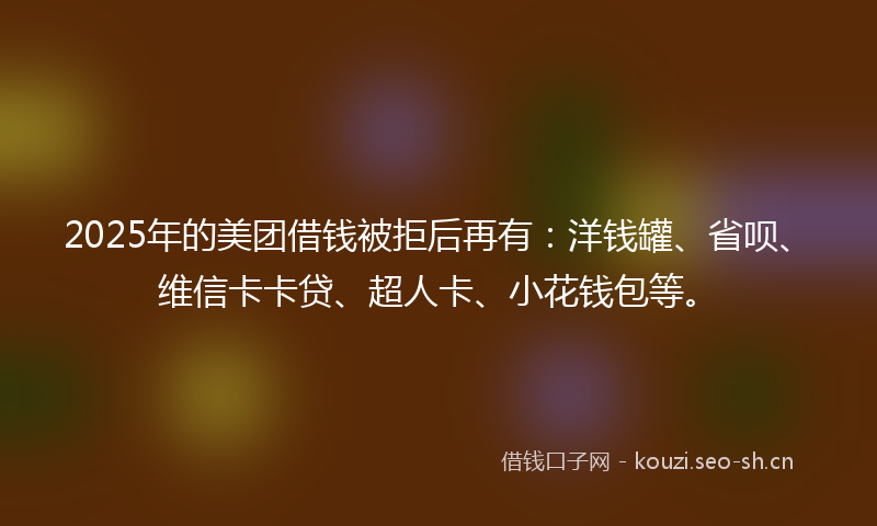 2025年的美团借钱被拒后再有：洋钱罐、省呗、维信卡卡贷、超人卡、小花钱包等。