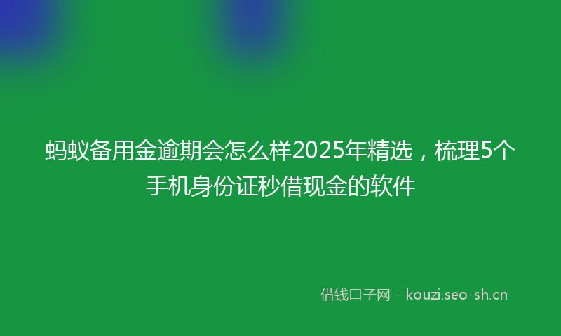 蚂蚁备用金逾期会怎么样2025年精选，梳理5个手机身份证秒借现金的软件
