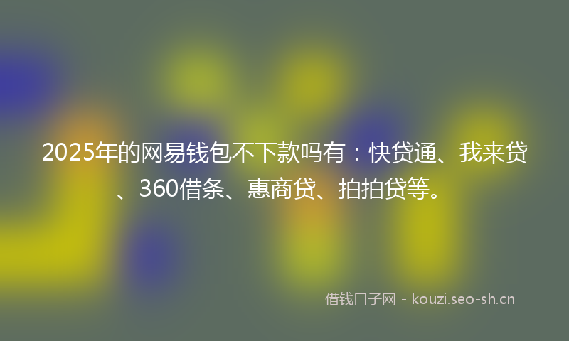 2025年的网易钱包不下款吗有：快贷通、我来贷、360借条、惠商贷、拍拍贷等。