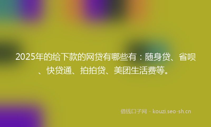 2025年的给下款的网贷有哪些有：随身贷、省呗、快贷通、拍拍贷、美团生活费等。
