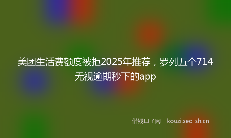 美团生活费额度被拒2025年推荐，罗列五个714无视逾期秒下的app
