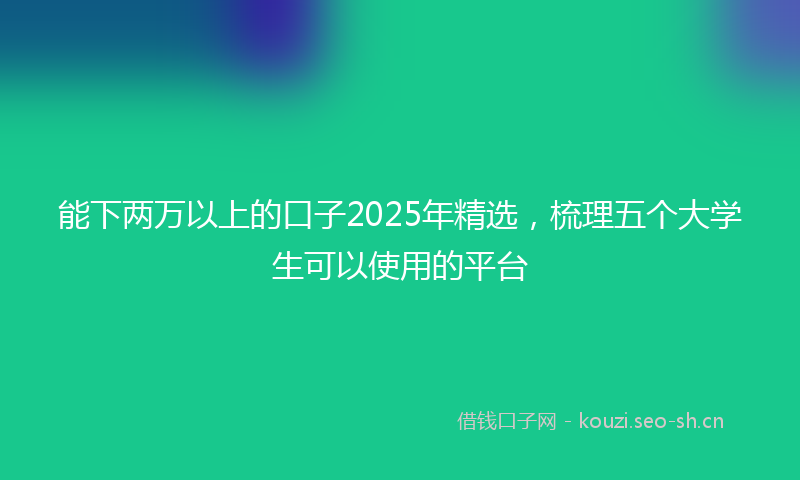 能下两万以上的口子2025年精选，梳理五个大学生可以使用的平台