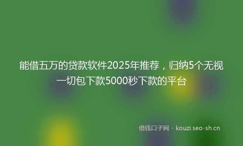 能借五万的贷款软件2025年推荐，归纳5个无视一切包下款5000秒下款的平台