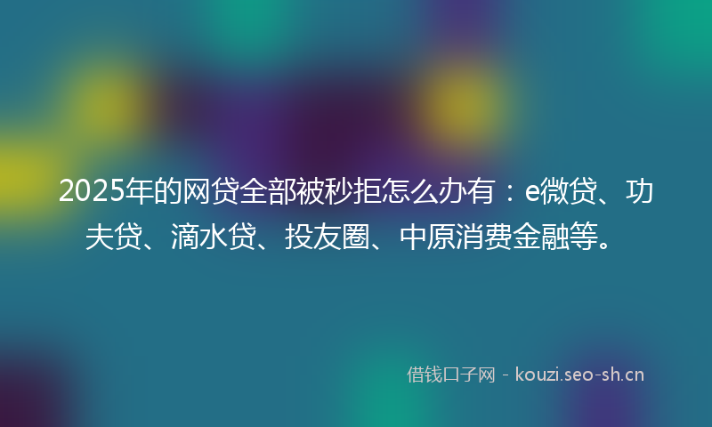 2025年的网贷全部被秒拒怎么办有：e微贷、功夫贷、滴水贷、投友圈、中原消费金融等。