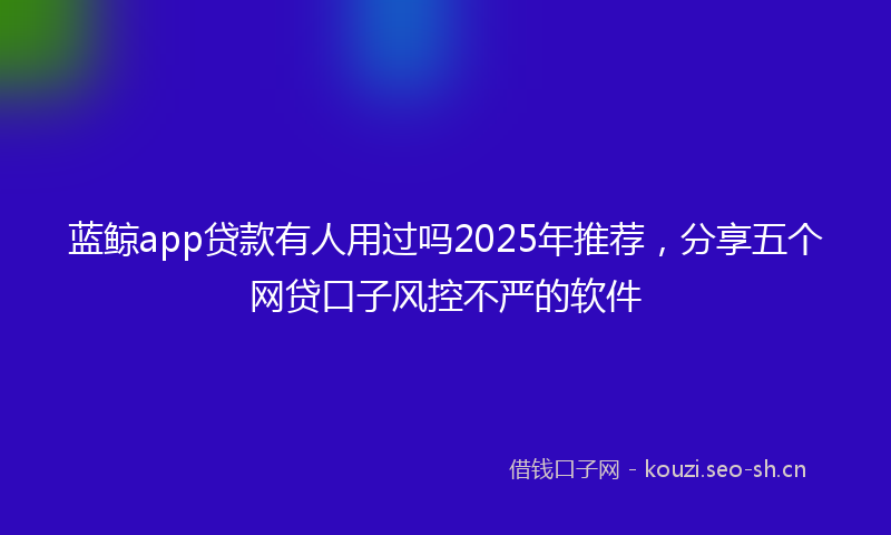 蓝鲸app贷款有人用过吗2025年推荐，分享五个网贷口子风控不严的软件